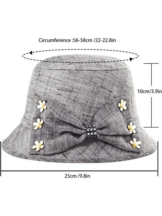 Women\'s Grey Vintage Felt Cloche inter Floral Fedora Imported Bucket Hat